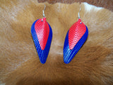 "Vibrant Reptile Leather Earrings with Silver-Plated Wires"