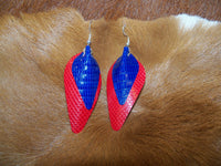 "Vibrant Reptile Leather Earrings with Silver-Plated Wires"