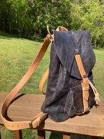 Small draw string leather backpack