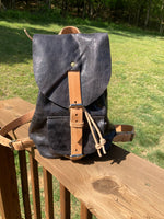 Small draw string leather backpack