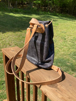 Small draw string leather backpack